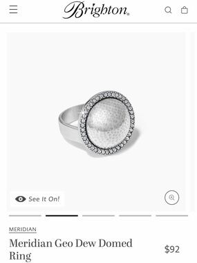 Brighton Silver Geo Dome Ring with Crystal Halo